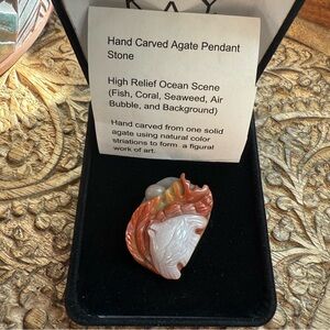 Hand Carved Agate pendant stone